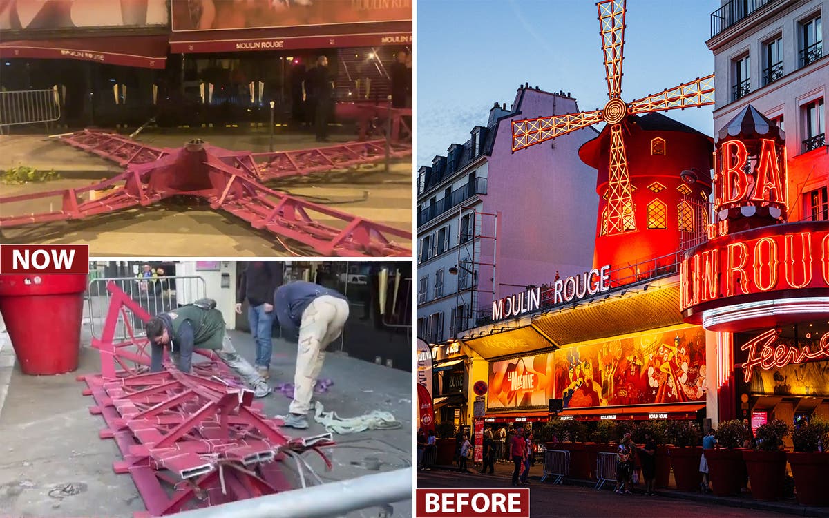 Blades of Paris's famous Moulin Rouge windmill collapse onto street - Evening Standard